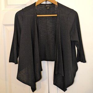 BCX Black  3/4 Sleeve Open Wrap Shrug Size L